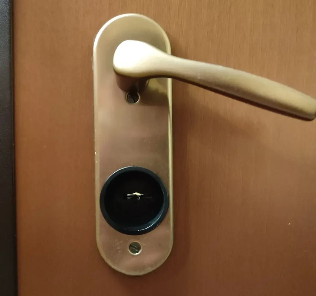 Maniglia con protezione del cilindro su porta blindata – Colli Bologna