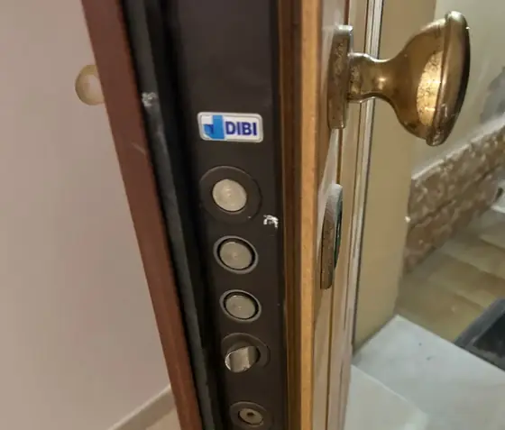 Catenacci e scrocco di una porta blindata vista di taglio – Dozza
